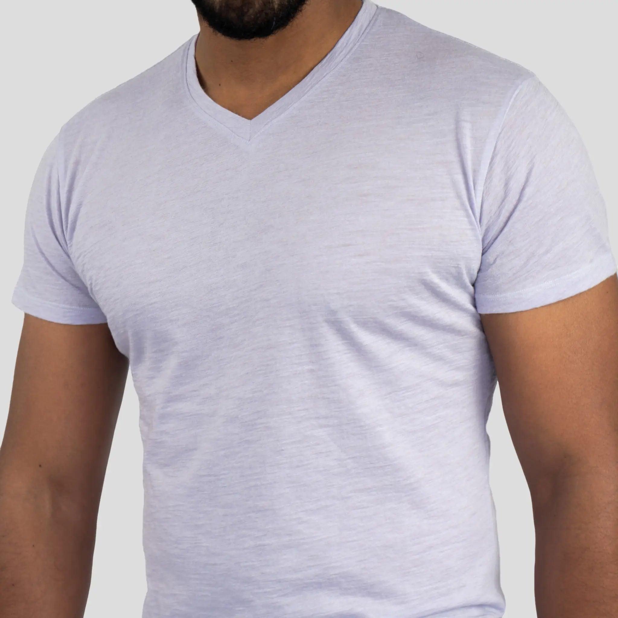 Ultralight Men's Alpaca Wool V-Neck T-Shirt - 160 GSM Soft Breathable Tee for Outdoor Hiking & Casual Wear