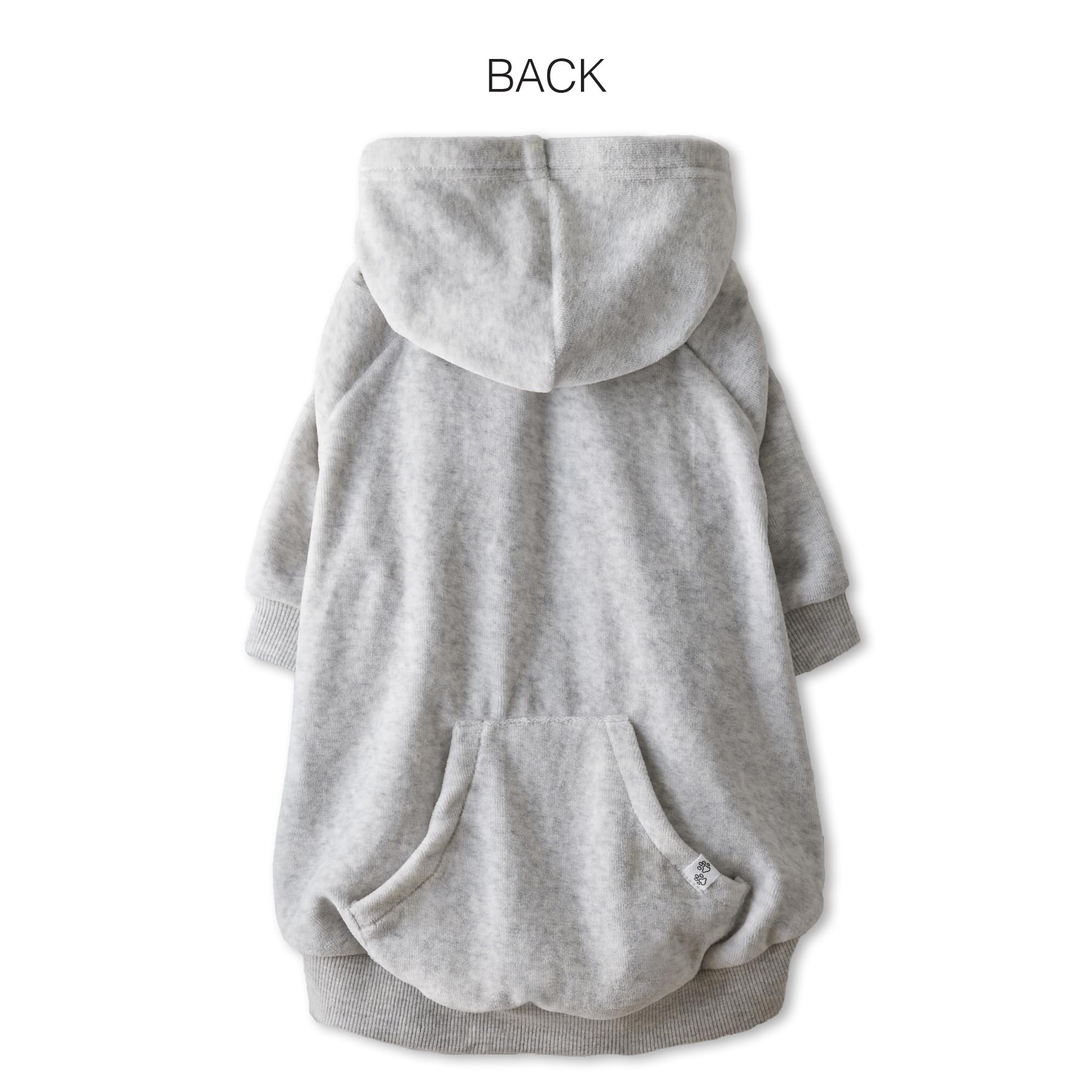 Organic Cotton Velour Dog Hoodie - Cozy Pet Coat for Small, Medium & Large Dogs - Light Gray Heather - Perfect for Winter Walks & Indoor Comfort