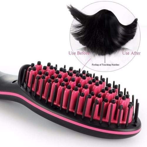 CHEM-AB ENTEREPIRSE® Simply Hair Straightener Brush - Black Hair Straightening Brush for Women | Quick & Easy Styling for Home, Travel & Salon Use