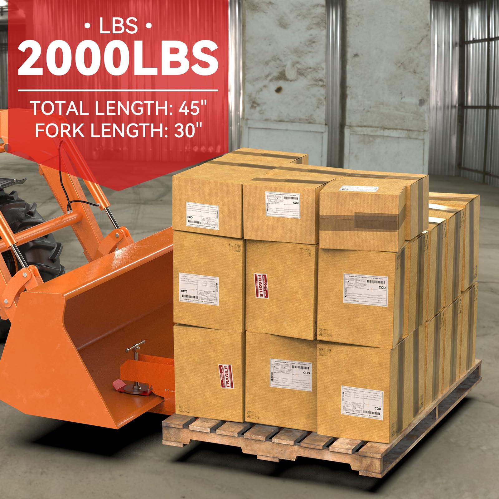 2025 Upgraded Clamp-On Pallet Forks with Non-Slip Pad & Tongue - 45