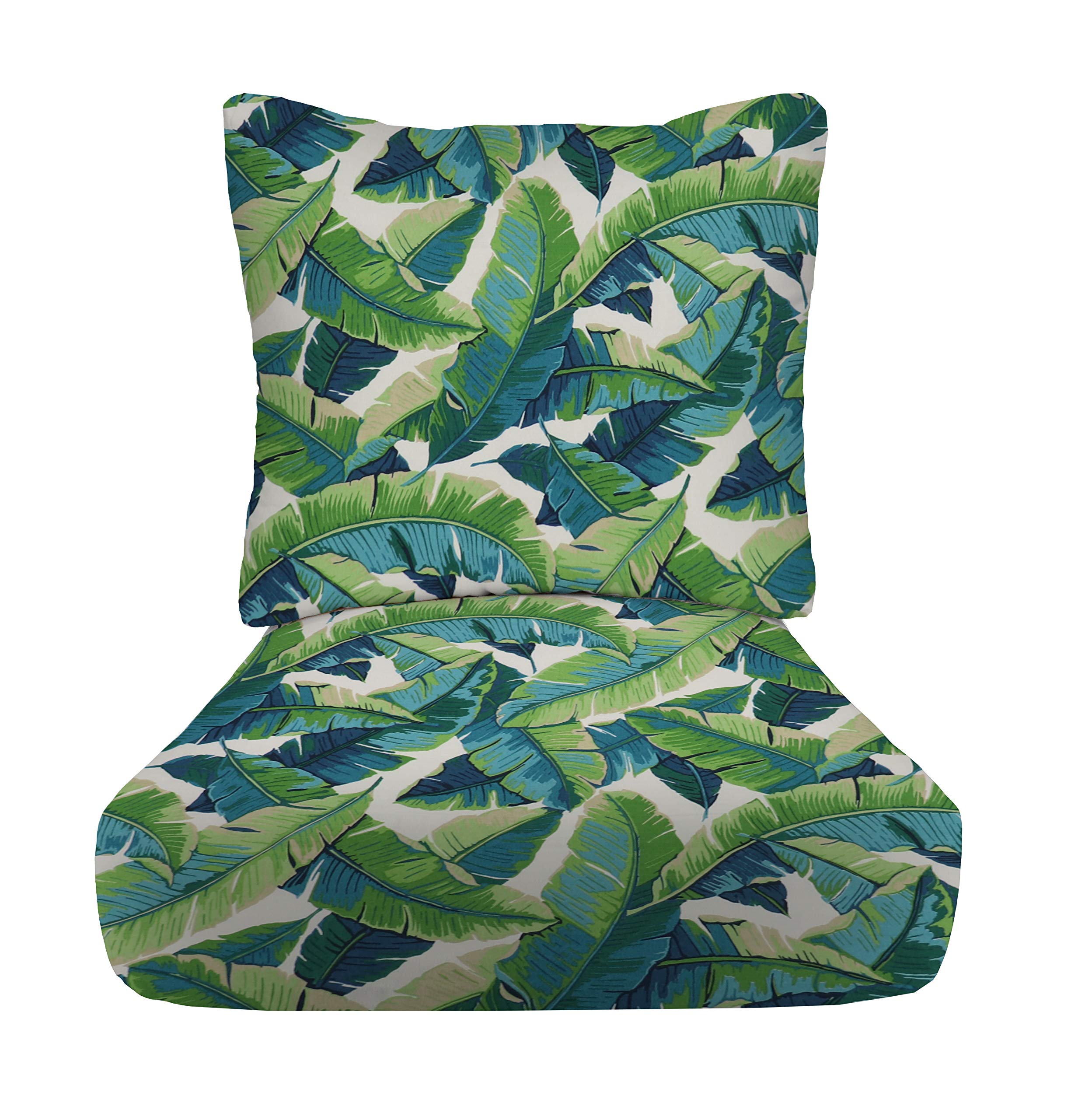 RSH DECOR: 23” x 24” Deep Seating Cushion Set with Pillow Back - All-Weather Spun Fabric, Water & Fade Resistant - Outdoor Chair Cushions for Patio Furniture, Deck, Poolside & Garden Lounge - Balmoral Opal Color