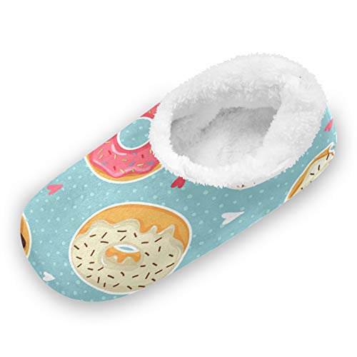 **Cozy Coral Fleece-Lined Donut Slippers for Women - Soft Fuzzy House Shoes for Indoor Comfort, Gift Idea** (Perfect for Relaxing at Home, Lounging, or Keeping Feet Warm in Winter)