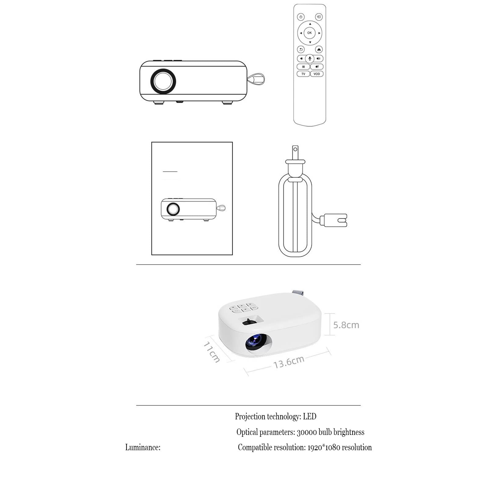 CYLZRCl WiFi Mini Portable Projector - Full HD 1080P Smart Home Theater Projector with 4K Support, Android TV & Bluetooth Connectivity | Perfect for Movie Nights, Gaming & Outdoor Entertainment