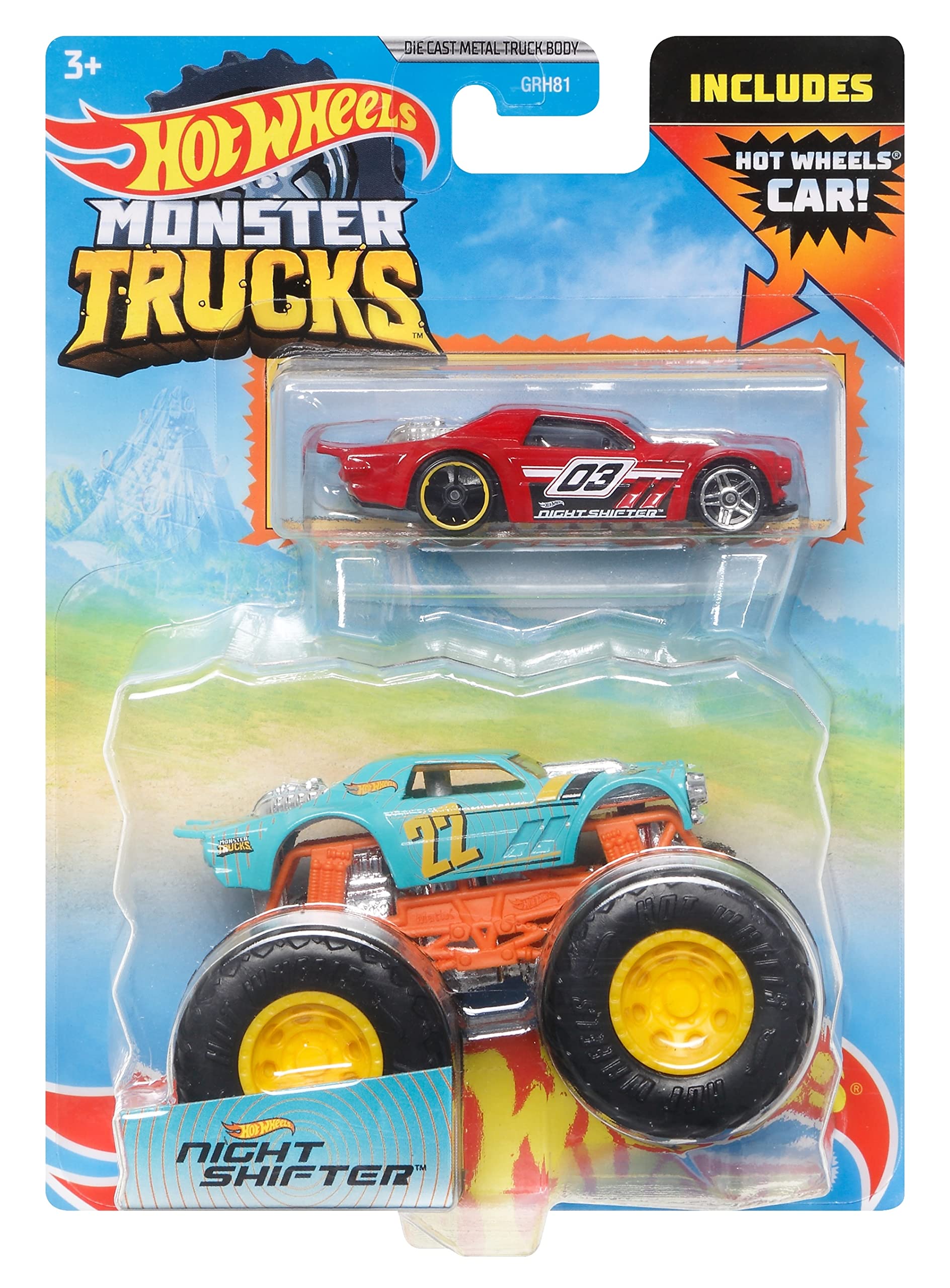 Hot Wheels Monster Trucks Night Shifter with Bonus Car - 2021 Diecast 1:64 Scale Collectible Toy for Kids & Adults - Perfect for Playtime, Display & Gift Giving
