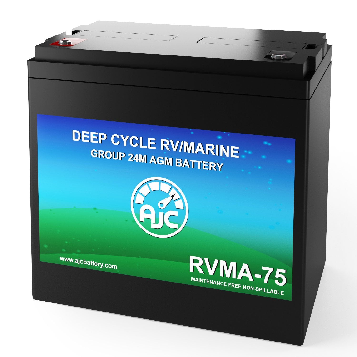 AJC 12V 75Ah Deep Cycle RV Battery - Rechargeable AGM SLA Power Source for Campers, Boats & Solar Systems - Perfect for Off-Grid Adventures & Backup Power