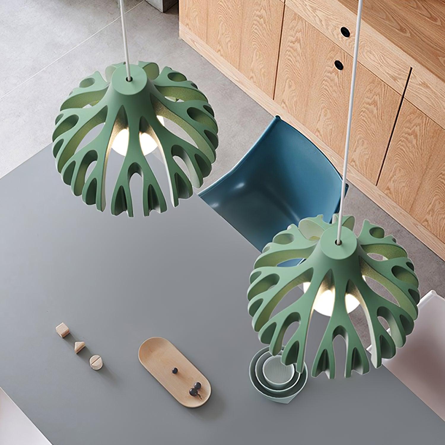 Handmade Coral Resin Pendant Light - Modern Boho Ceiling Fixture for Living Room, Bedroom & Dining Room Decor