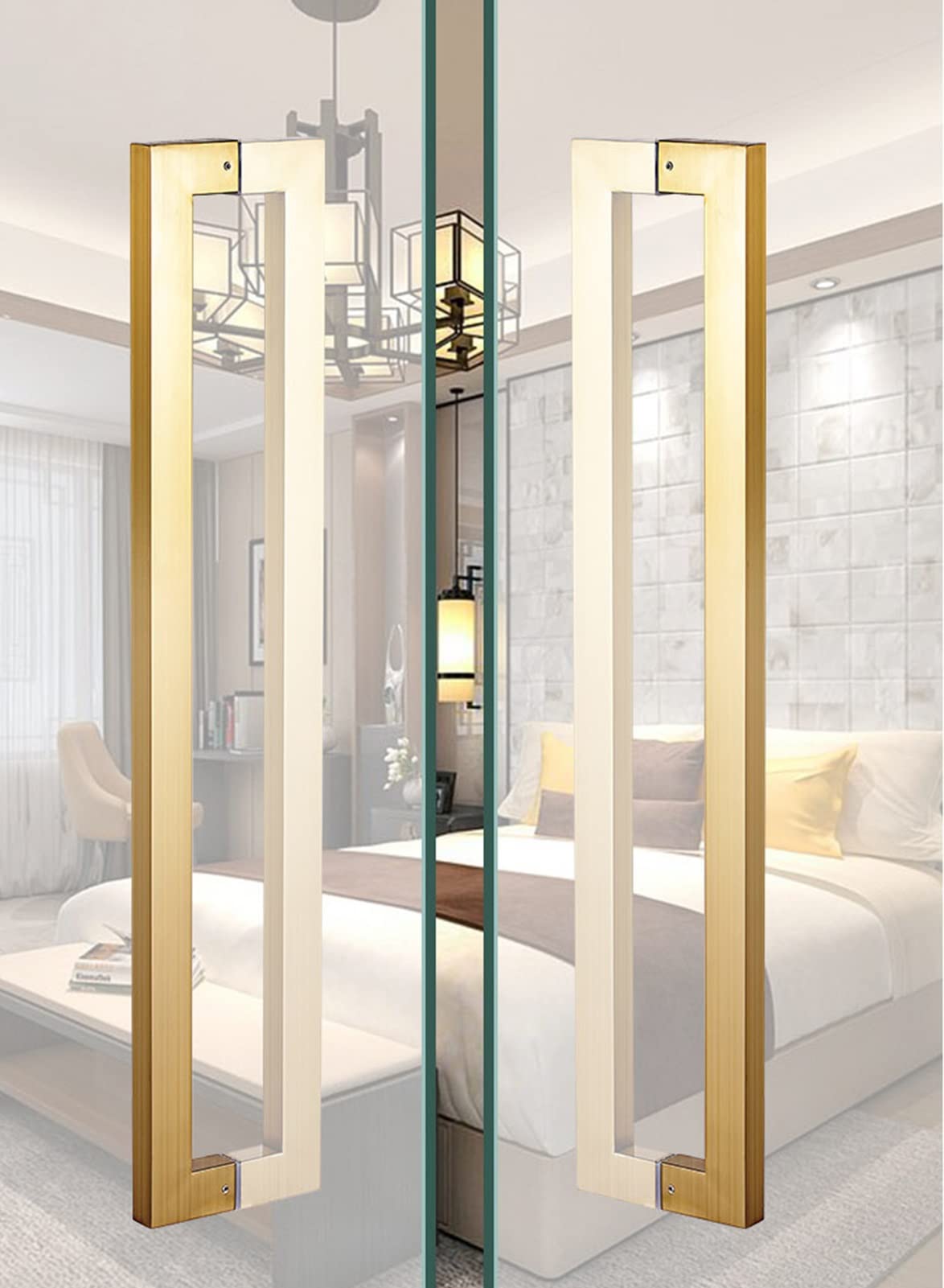 Premium H-Shaped Sliding Door Handle - 24 Inch Commercial Grade Door Pull with Gold Finish - Heavy Duty Hardware for Barn Doors, Closet Doors & Room Dividers - Includes All Mounting Fittings
