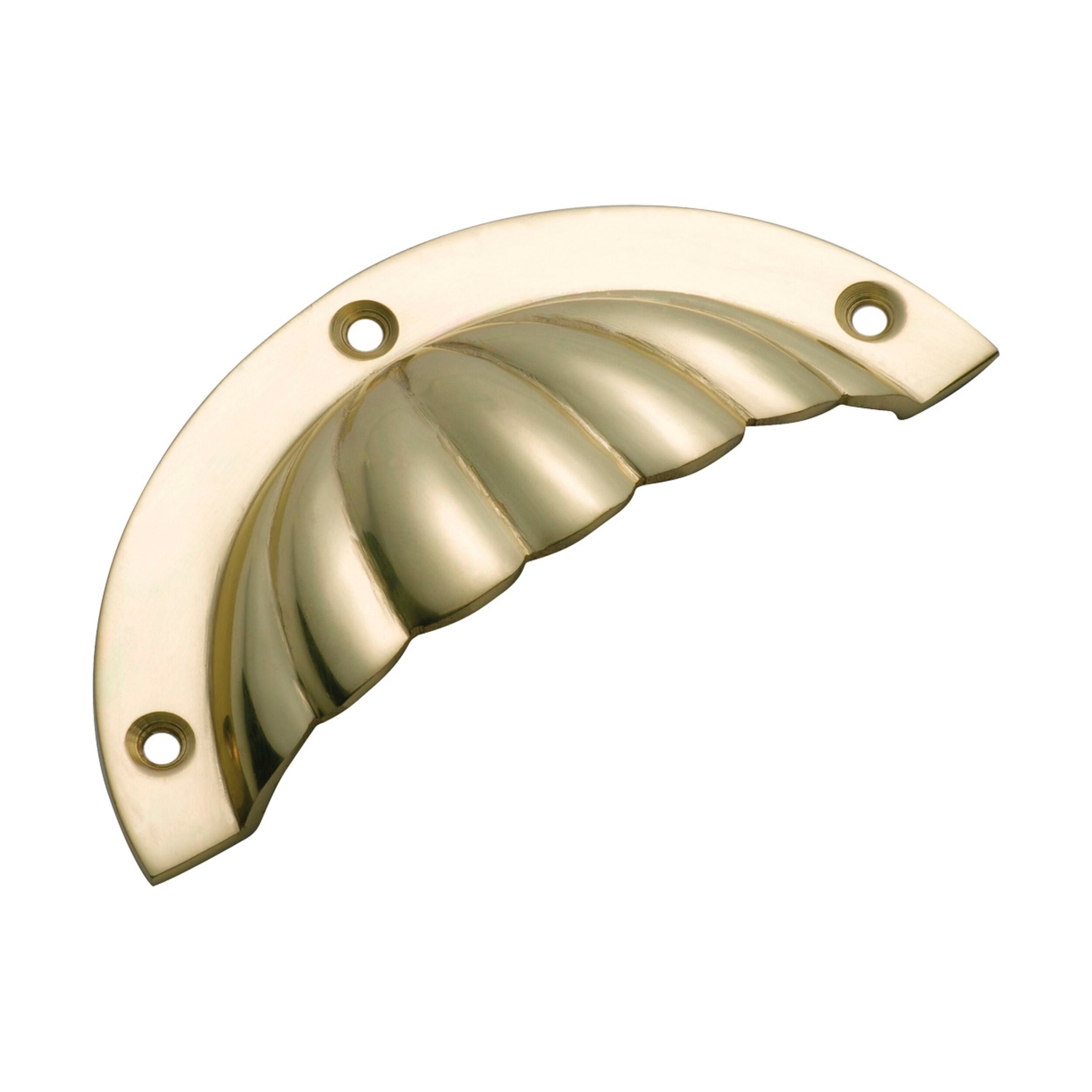 Vintage Fluted Polished Brass Drawer Pull - 40mm Height x 90mm Length (3556) - Perfect for Kitchen Cabinets, Dressers & Furniture Hardware Upgrade