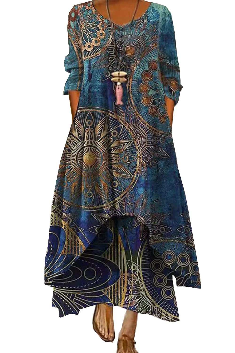 GADSUVI Plus Size Floral Maxi Dress for Women - Loose Bohemian Summer Beach Caftan Dress | Perfect for Vacations, Pool Parties & Casual Outings