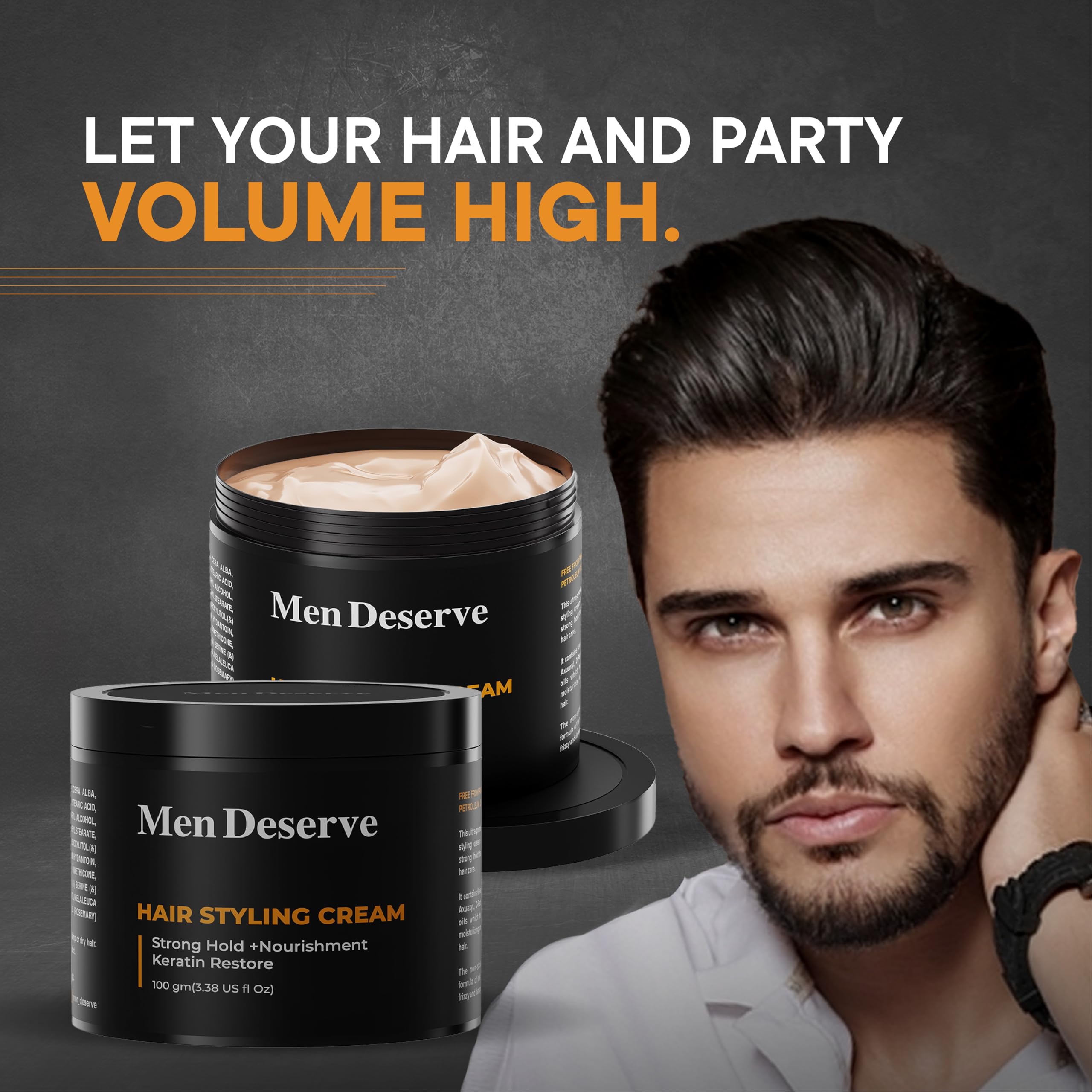 Premium Men's Hair Styling Cream - 100g | Strong Hold & Nourishing Formula | Paraben & Sulfate Free | Non-Greasy Coconut Oil & Keratin Hair Cream for Dry, Frizzy Hair | Perfect for Daily Styling, Work & Special Occasions