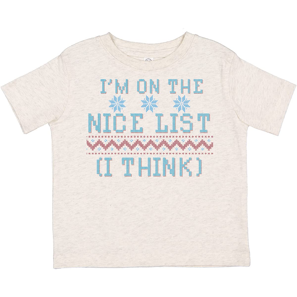 Ugly Sweaters I'm on The Nice List (I Think) Toddler T-Shirt - Funny Christmas Holiday Outfit for Kids & Toddlers - Perfect for Family Photos, Holiday Parties & Festive Celebrations