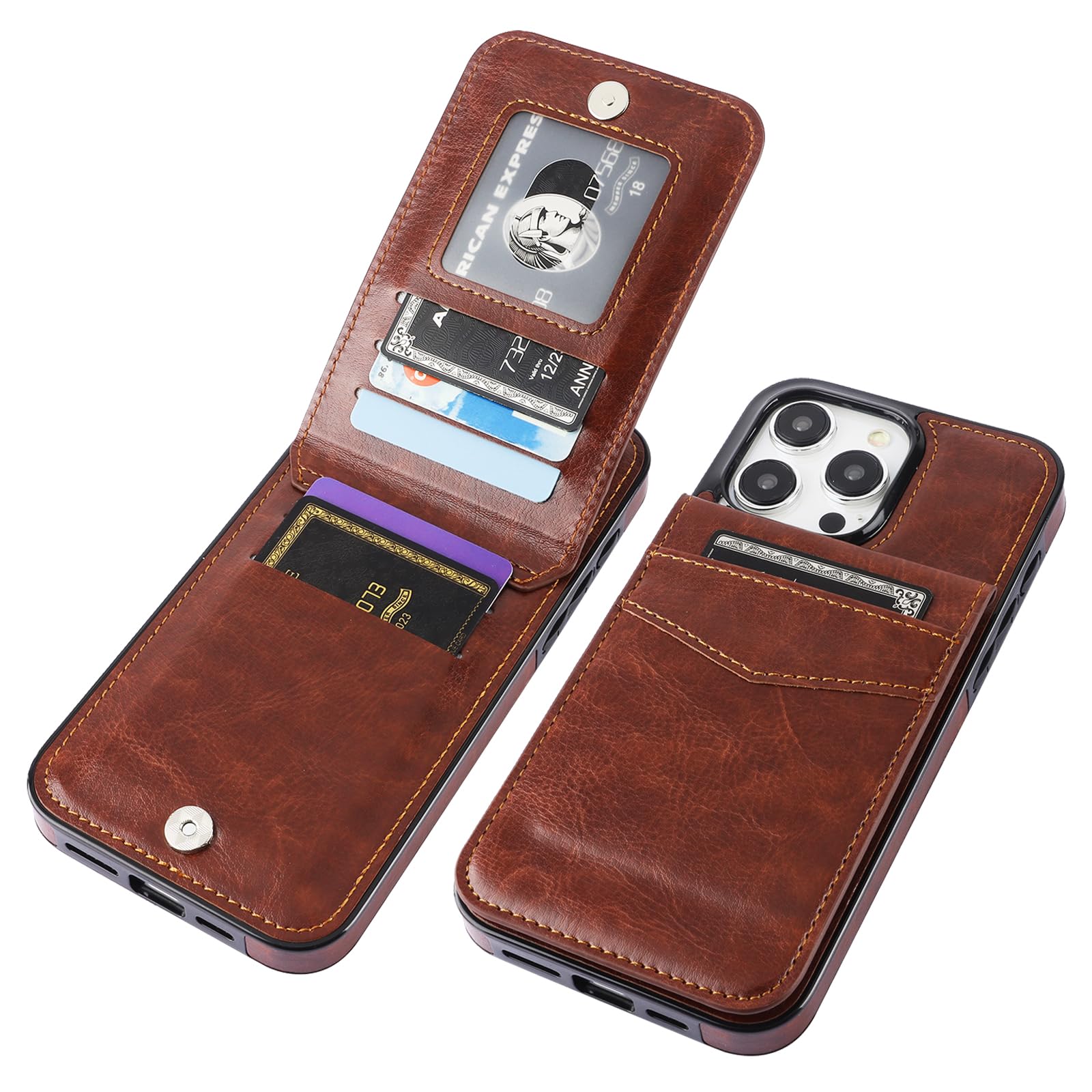 Premium Leather Magnetic Flip Wallet Case for iPhone 15 Pro Max (6.7