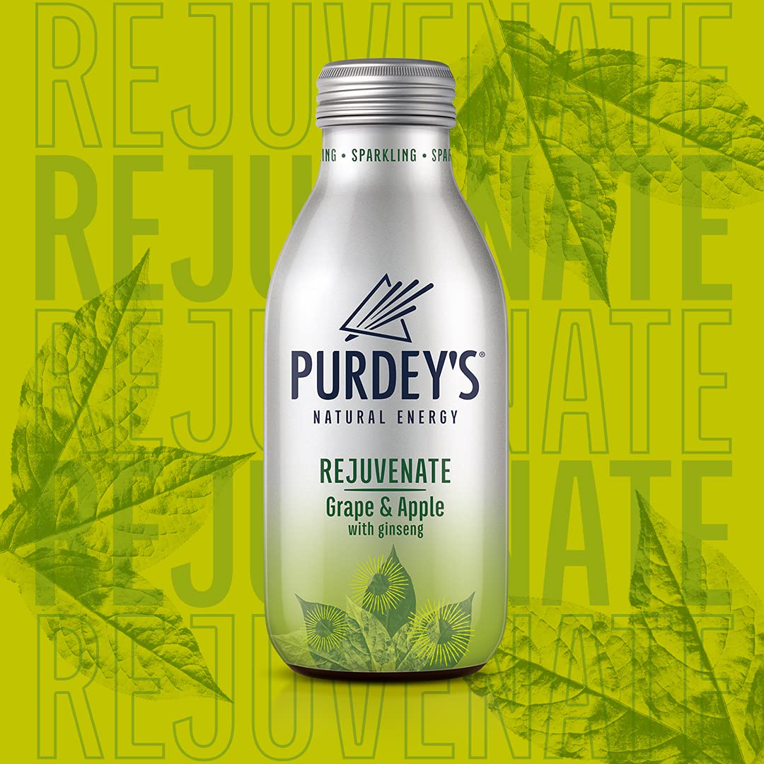 Purdey’s Rejuvenate Natural Energy Drink - 12 Pack of 330ml Bottles | Boost Energy Naturally | Perfect for Workouts, Travel & Daily Refreshment