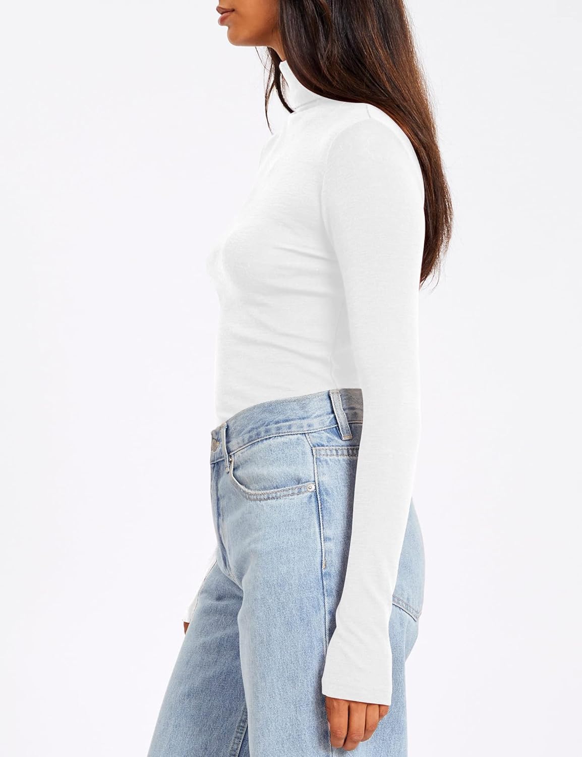 Placitiume Women's Long Sleeve Turtleneck Thermal Shirt - Slim Fit Ultra-Soft Base Layer Top in White | Perfect for Winter Layering, Outdoor Activities & Casual Wear