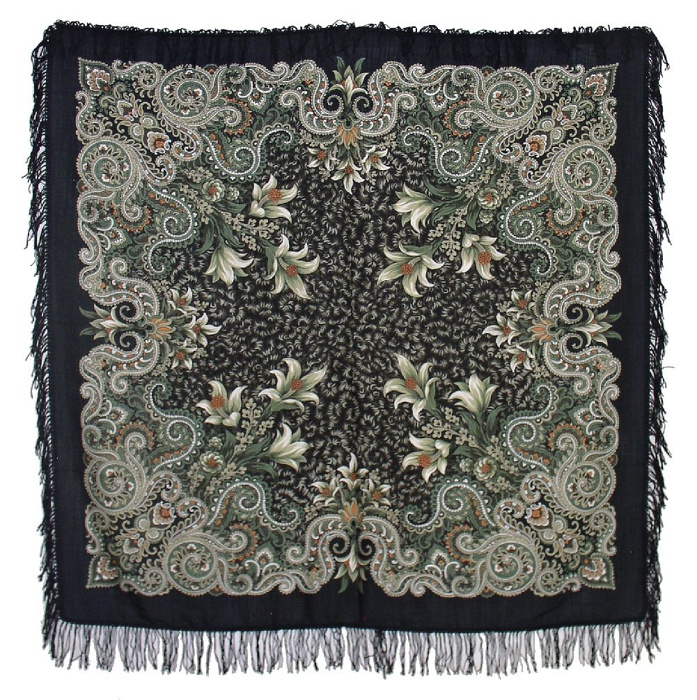 Authentic Russian Pavlovoposadskiy Wool Shawl for Women - 50x50