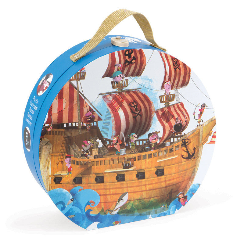 Janod Pirate Ship Floor Puzzle - 100 Piece Large Jigsaw Puzzle for Kids Ages 4-8, Educational Toy for Learning & Play - Perfect for Birthday Gifts, Classroom Activities & Family Game Night