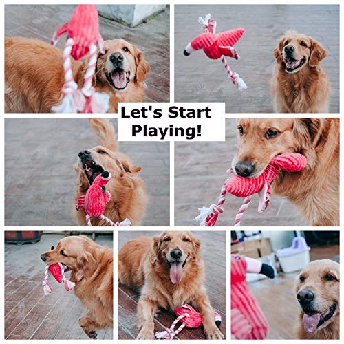**Cute Flamingo Plush Dog Toys - Durable Squeaky Chew Toys for Puppies & Small to Large Dogs - Interactive Stuffed Animal for Teething & Playtime - Perfect for Indoor & Outdoor Fun**