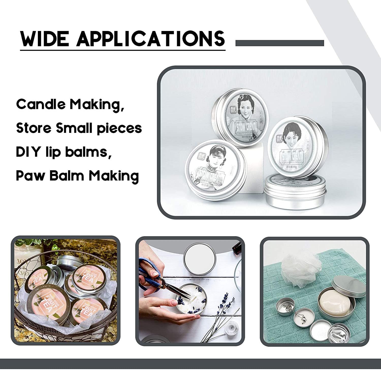12-Pack 100ml Aluminum Cosmetic Jars for Creams, Lip Balm, Body Butter, Essential Oils & Hair Wax | Reusable Makeup Containers | Perfect for DIY Beauty Products, Travel & Salon Storage