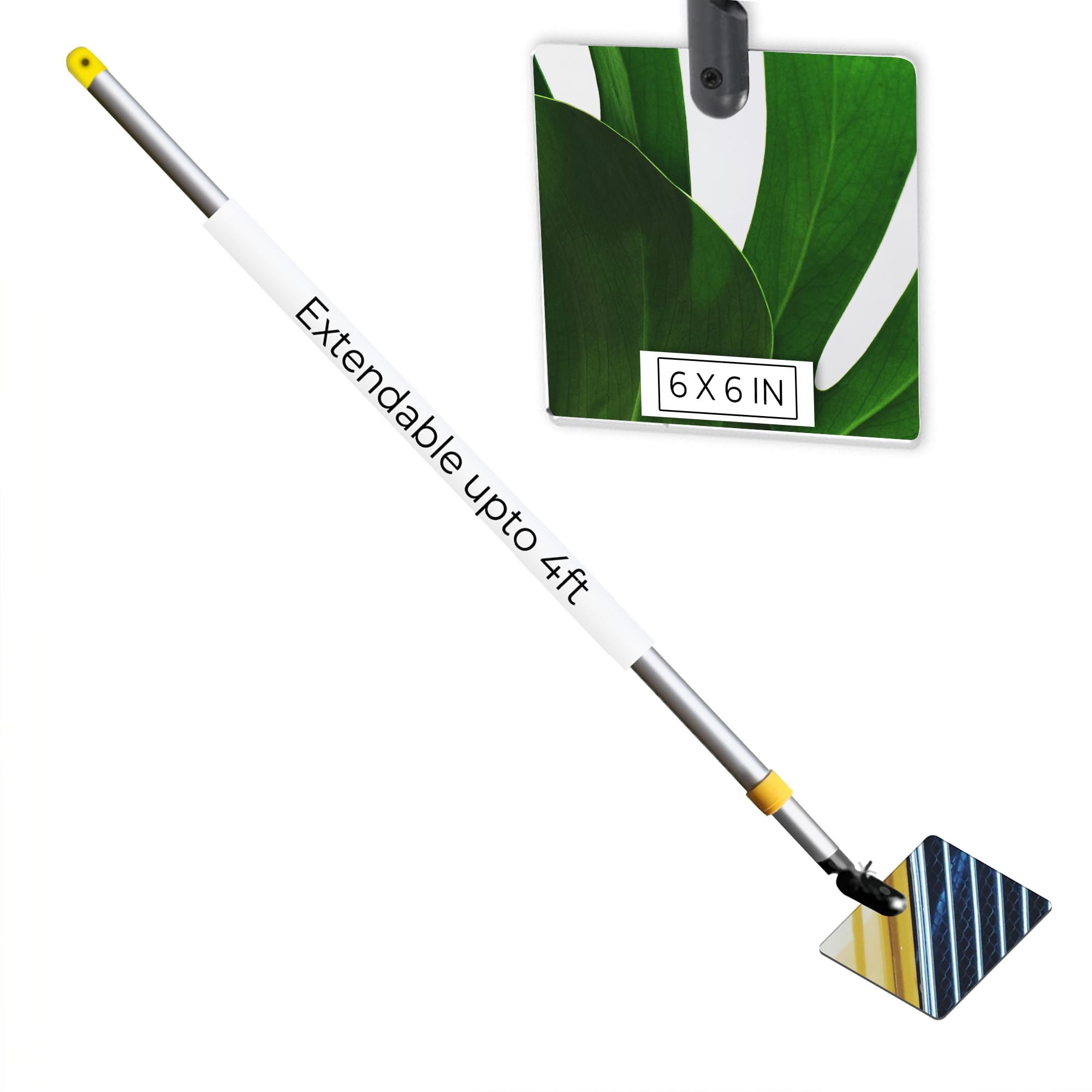 Telescoping Inspection Mirror with 6x6 Inch Acrylic Mirror - Extends from 2 to 4 Feet, Lightweight & Durable for Automotive, HVAC, and Home Maintenance