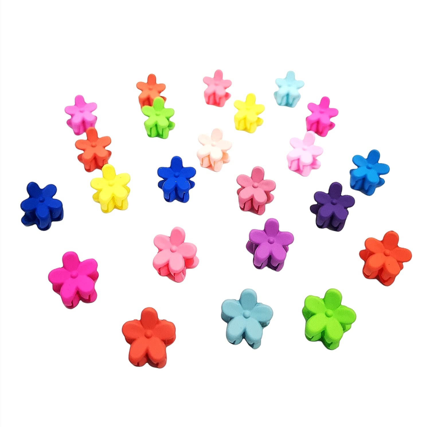 24pcs Mini Flower Hair Claw Clips - Small Plastic Hair Clamps for Women & Girls - Colorful Hair Accessories (1.4cm) - Perfect for School, Parties & Everyday Hairstyles