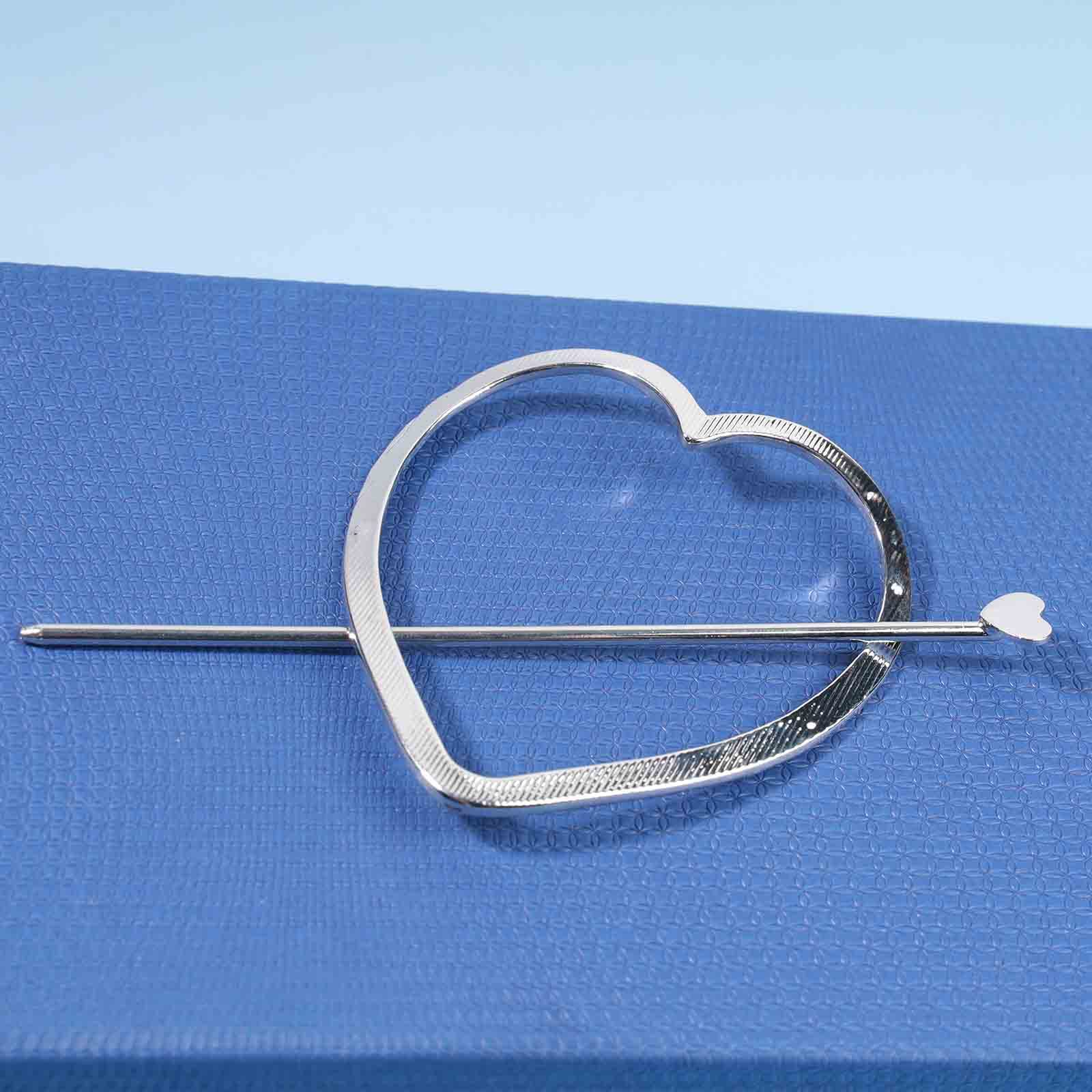 Yheakne Silver Hollow Heart Hair Clip - Large Minimalist Metal Hair Barrette Pin for Women & Girls | Perfect for Weddings, Parties & Everyday Styling