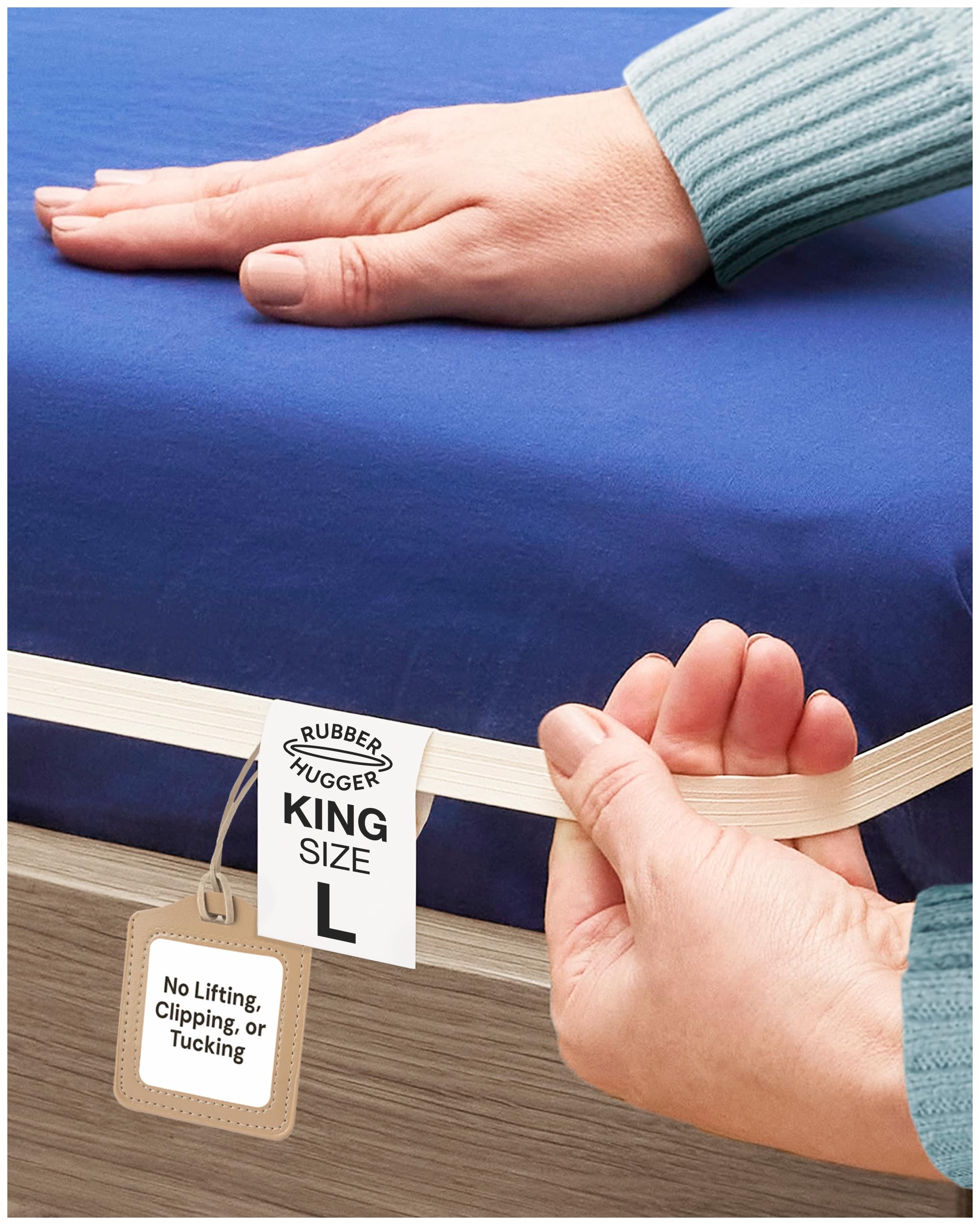 **Elastic Bed Sheet Holder Straps for King Size Mattress - Adjustable Rubber Hugger Band - Secure Fitted Sheets - Perfect for Deep Pocket Mattresses (Large-King) - Ideal for Home, Hotel & Dorm Room Use**