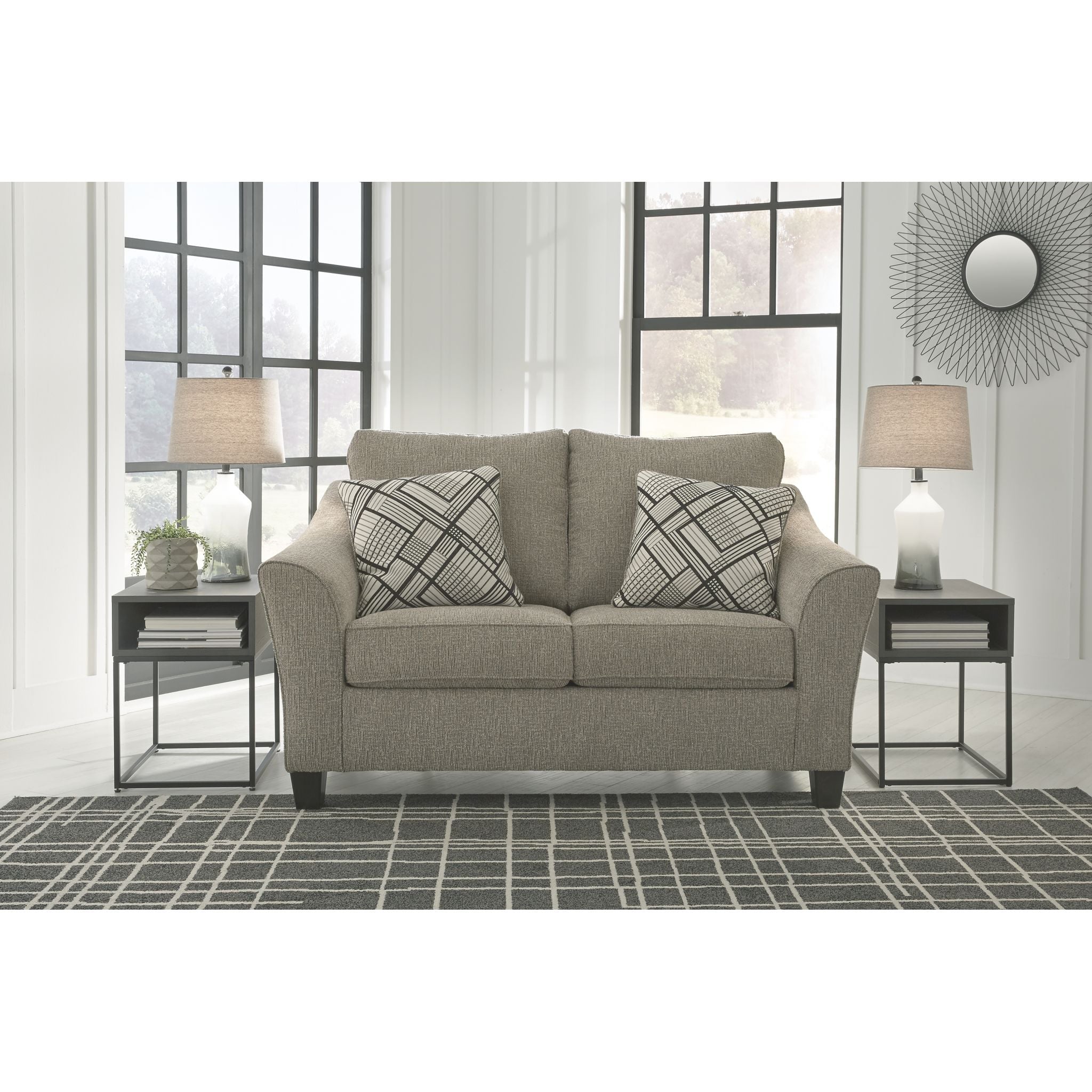 Barnesley Loveseat Platinum - Modern Two-Seater Sofa for Living Room, Lounge & Small Spaces | Comfortable Fabric Couch with Sturdy Frame