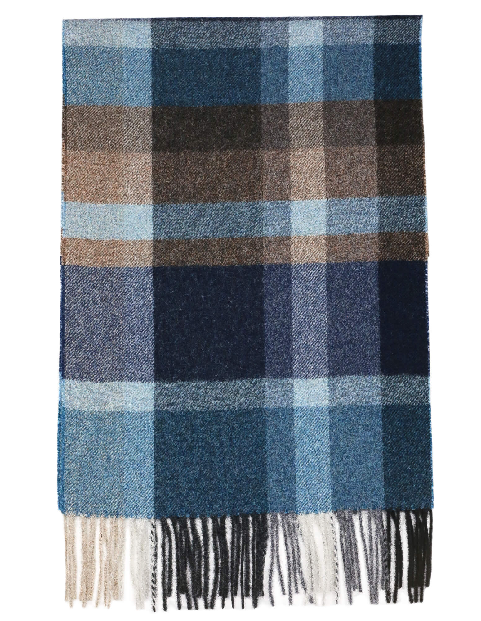 DÉCLIC Aosta Check Scarf for Women - Soft Plaid Cashmere Wool Wrap - Teal Blue Winter Fashion Accessory for Office, Travel and Outdoor Activities