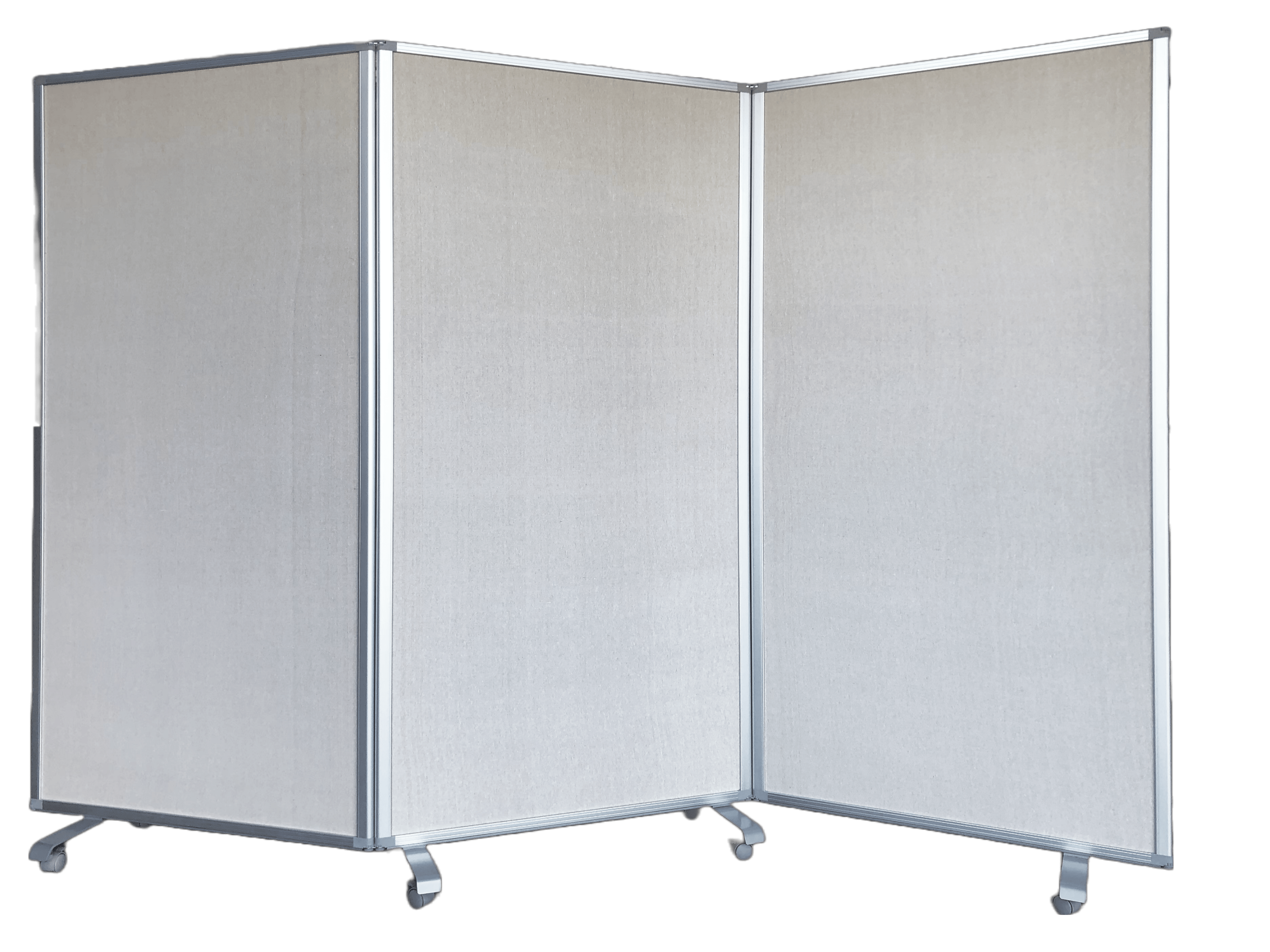 1800mm x 900mm 3-Panel Foldable Mobile Partition Screen with Wheels - Fawn Pinboard for Office, Classroom, and Event Room Divider