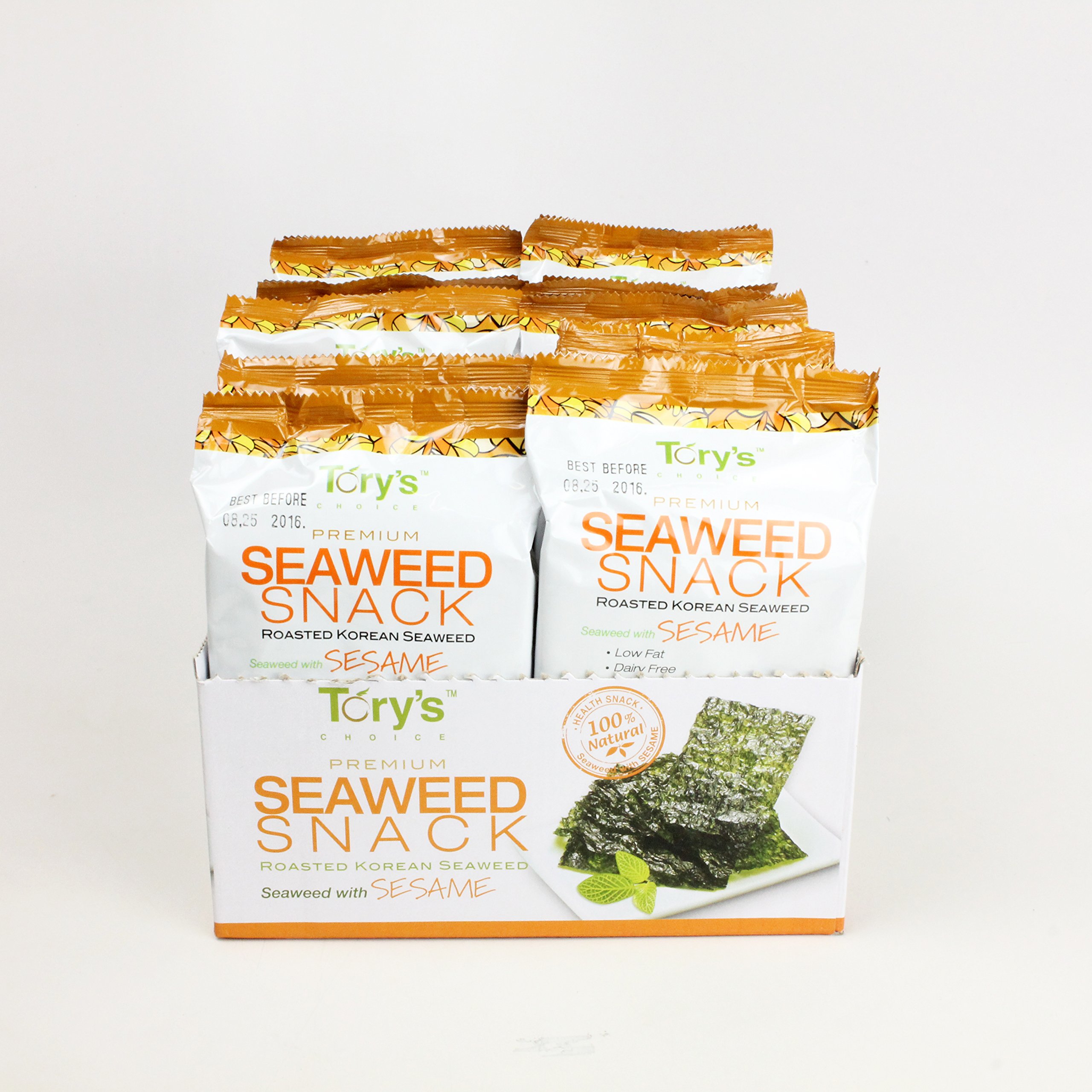 Organic Roasted Seaweed Snacks with Sesame - 0.35oz (10 Pack) | Healthy Low-Calorie Vegan Keto Gluten-Free Snack | Perfect for On-the-Go, Lunch Boxes & Asian-Inspired Meals