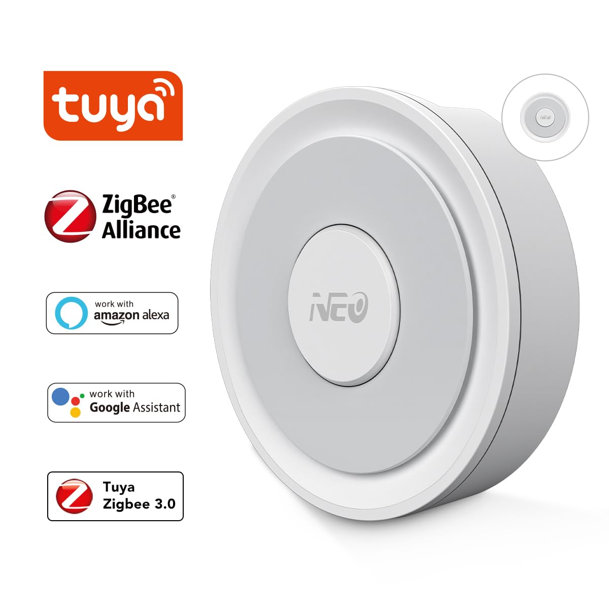 NEO Tuya Zigbee Gateway - Smart Home Hub with Wired Connection, Works with Alexa & Google Assistant | Control Lights, Thermostats & Security Devices for Home Automation