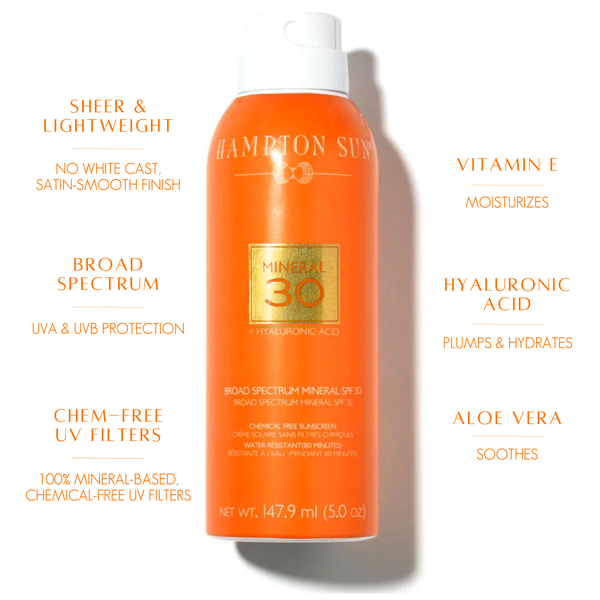 SPF 30 Mineral Sunscreen Mist - 6.0 oz Natural Sun Protection for Face & Body - Perfect for Beach, Pool & Outdoor Activities