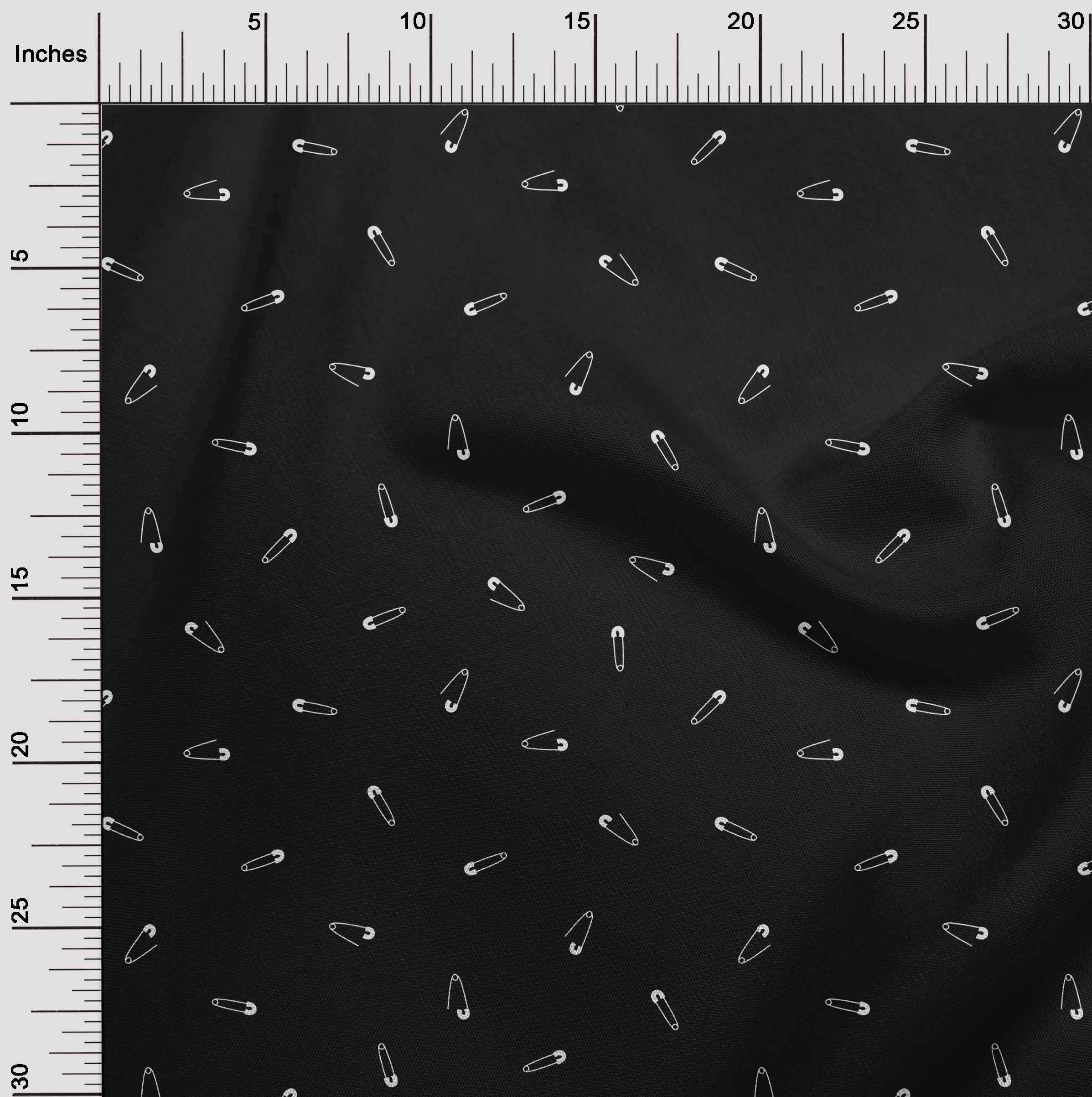 Premium Black Polyester Spandex Fabric with Safety Pin Print - 56