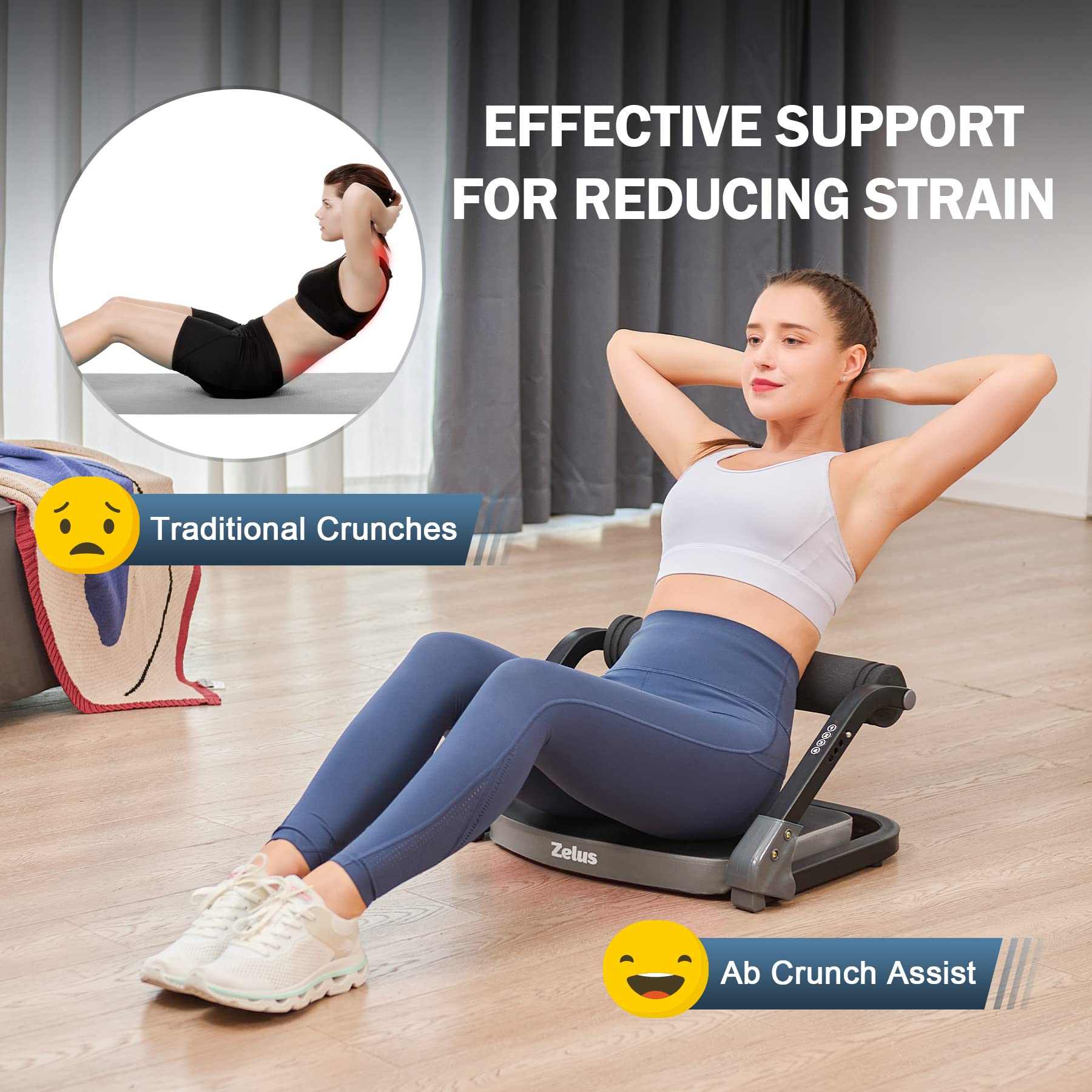 ZELUS 2-in-1 Ab Machine with Resistance Bands - Adjustable 4-Level Intensity Core Trainer for Home Gym | Full Body Workout Equipment with Rebound Assist | Perfect for Home Fitness, Strength Training & Toning Exercises