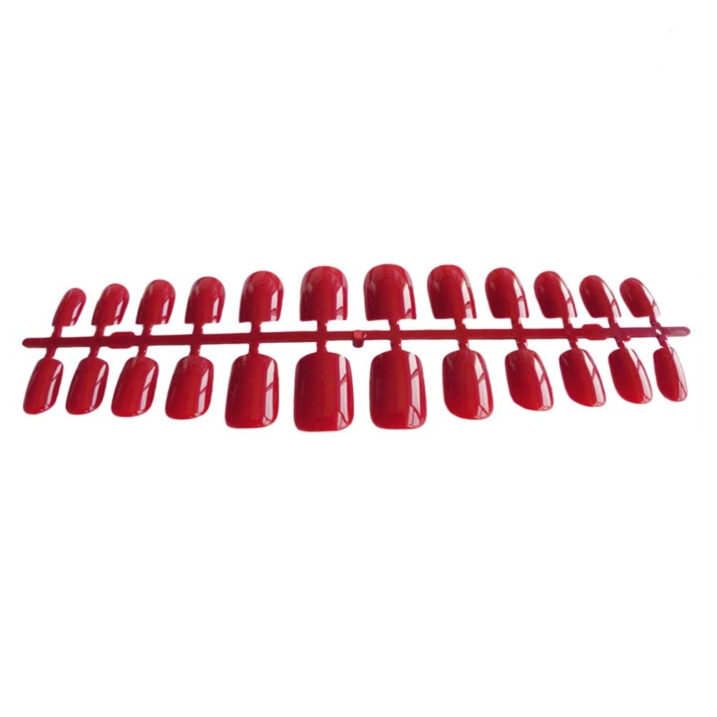 Mobestech 120pcs Red False Nails Kit - Full Cover Artificial Fake Nails with Glue, Manicure Accessories for Women & Salon Use | Perfect for Parties, Weddings & Daily Wear