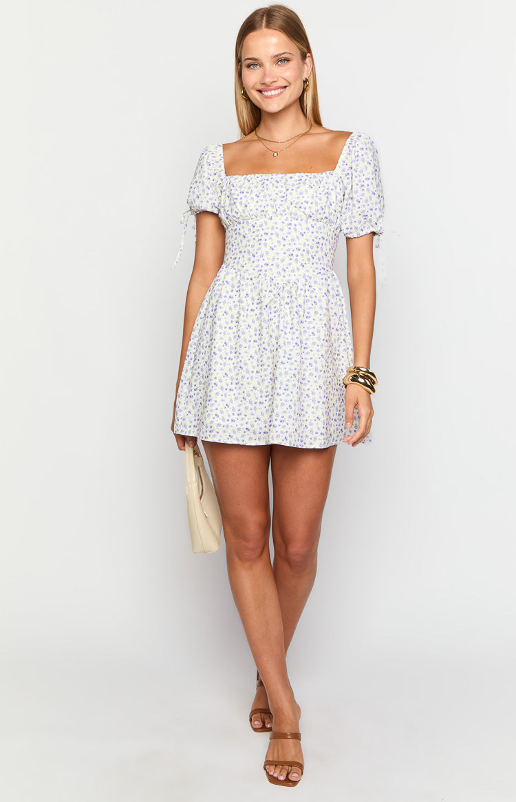 Danyal Women's Purple Floral Print Mini Dress - Summer Casual Party Cocktail Dress for Beach Vacation & Date Night
