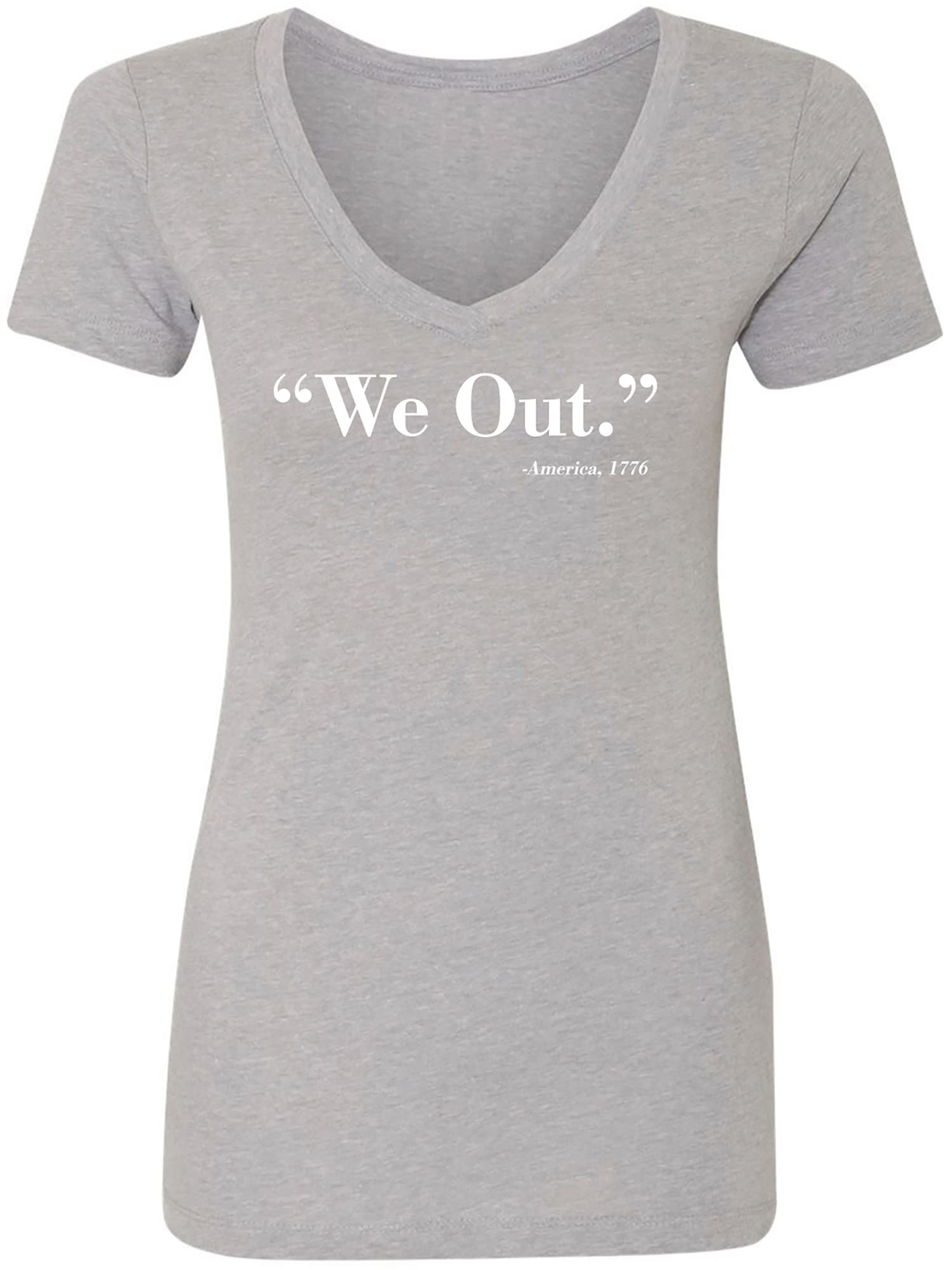 Zerogravitee We Out America 1776 Women's V-Neck T-Shirt - Patriotic Vintage Graphic Tee for Casual Wear & 4th of July Celebrations