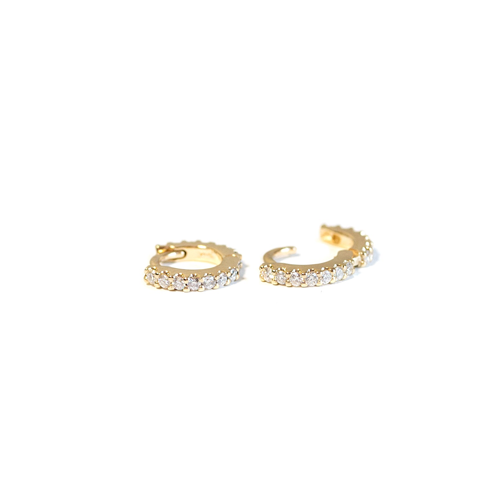 Courtney French Set Diamond Huggie Hoop Earrings - Elegant 14K Gold Huggie Hoops for Women, Perfect for Everyday Wear, Parties & Special Occasions