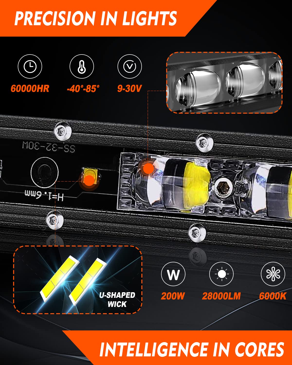 COLIGHT 44 Inch Single Row LED Light Bar - 30000LM 6D Off Road Driving Light for Trucks, SUV, ATV, Boat | Waterproof Bumper & Roof Mounting | Perfect for Night Off-Roading, Camping & Emergency Lighting
