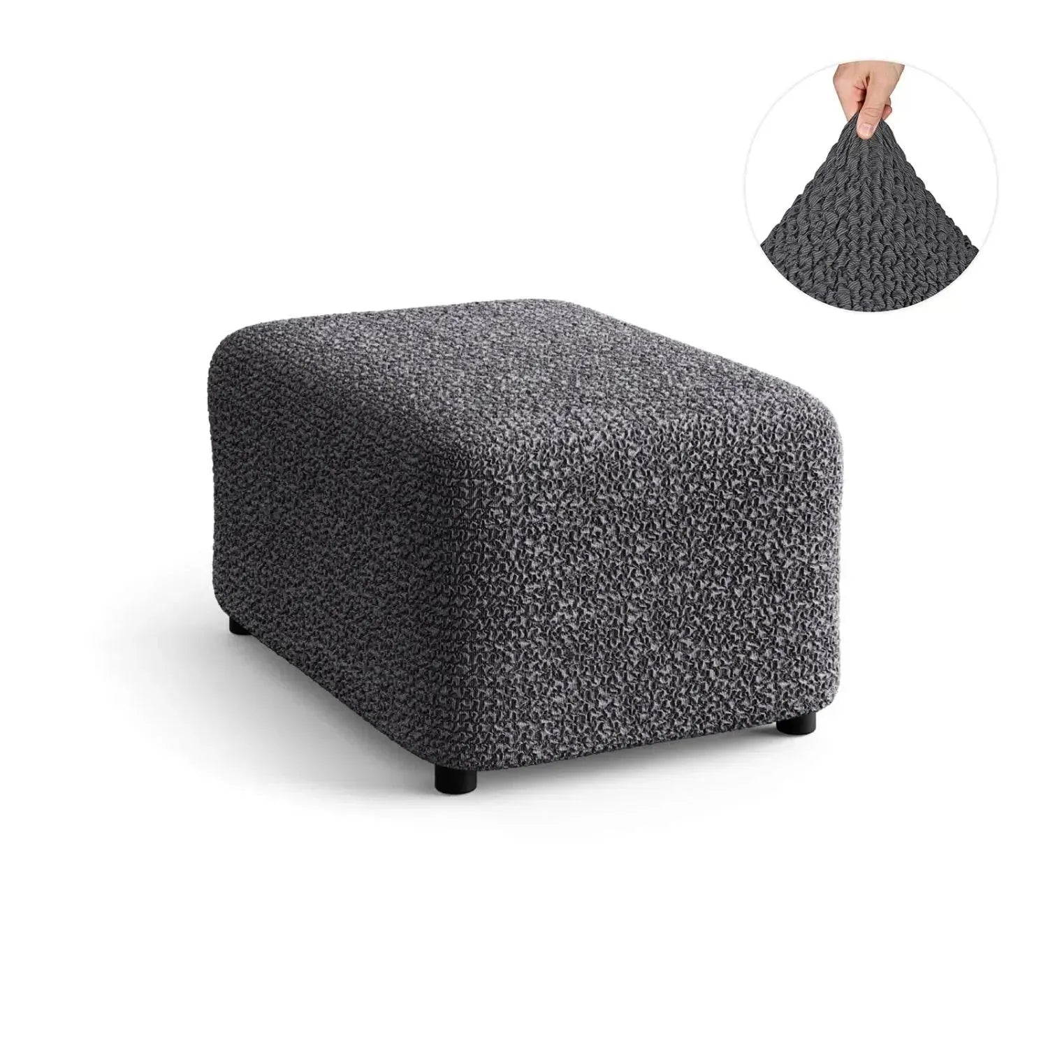 Ottoman Slipcover Medium - Mille Righe Collection - Stretchable Furniture Cover for Living Room, Bedroom & Office Decor