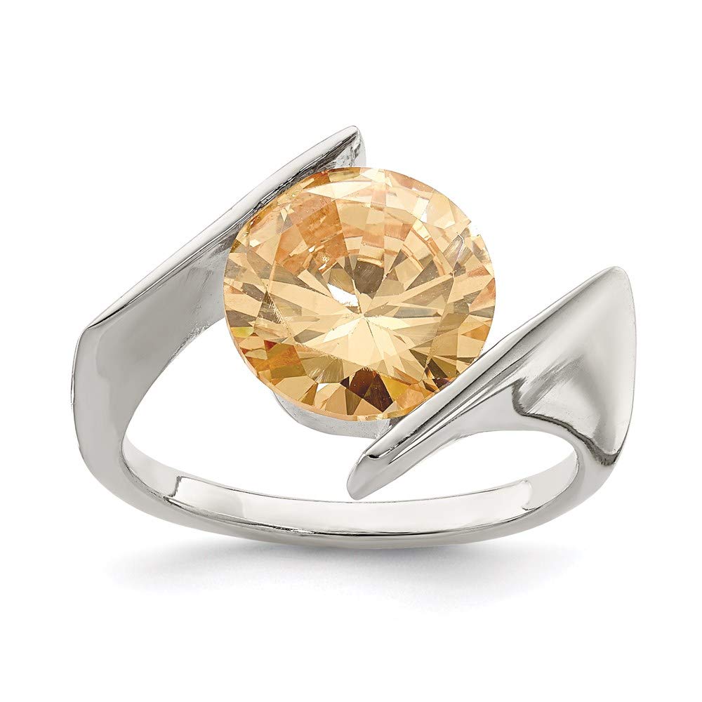 925 Sterling Silver Champagne Cubic Zirconia Ring for Women - Elegant Fine Jewelry Gift for Her - Perfect for Anniversaries, Birthdays & Special Occasions