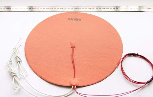 High Power 500W 3D Printer Silicone Heater Bed - 110V/220V, 300mm Round Heating Pad with Thermistor for Delta Kossel 3D Printers | Perfect for ABS/PLA Printing & Large-Scale 3D Projects