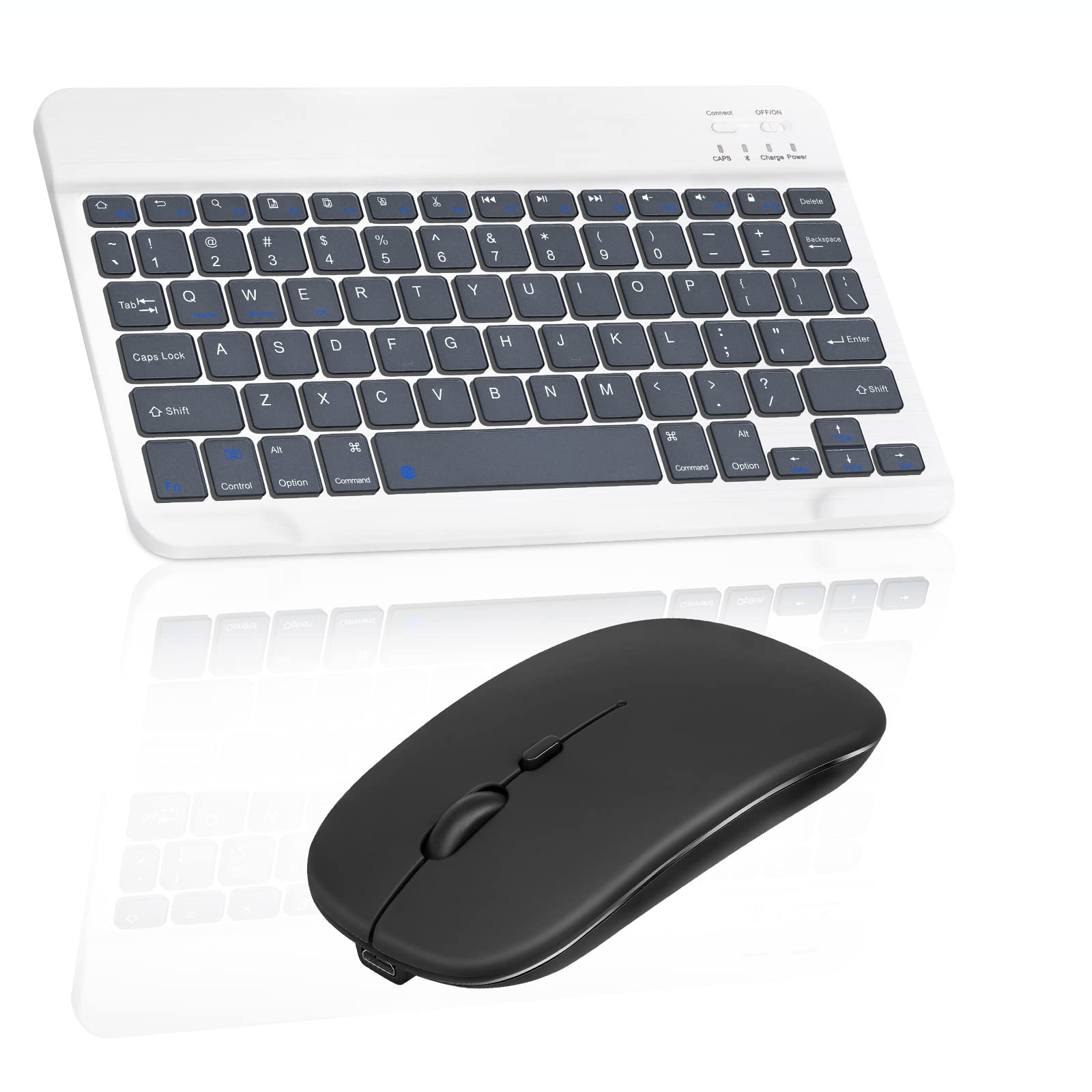 Rechargeable Bluetooth Keyboard and Mouse Combo - Ultra Slim Wireless Keyboard with Ergonomic Mouse for Mac, iPad, Tablet, PC, Smartphone - Compatible with Snapdragon Insiders & Bluetooth Devices (Shadow Grey/Black) - Perfect for Office Work, Home Use, and Travel