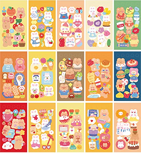 ANKOMINA 50 Sheets Cute Bear Stickers Spiral Notebook - Adorable Cartoon Animal Decals for DIY Crafts, Journaling, Scrapbooking | Perfect for Laptops, Phones, Luggage & Water Bottles - Kawaii Korean Stationery Gift