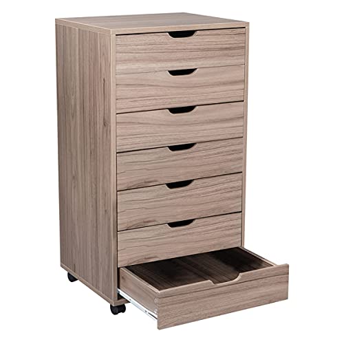 Oak & Grey Storage Cabinet with 7 Drawers & Shelves - Heavy Duty File Organizer for Office, Garage & Utility Room - Perfect for Home Office Organization & Storage Solutions