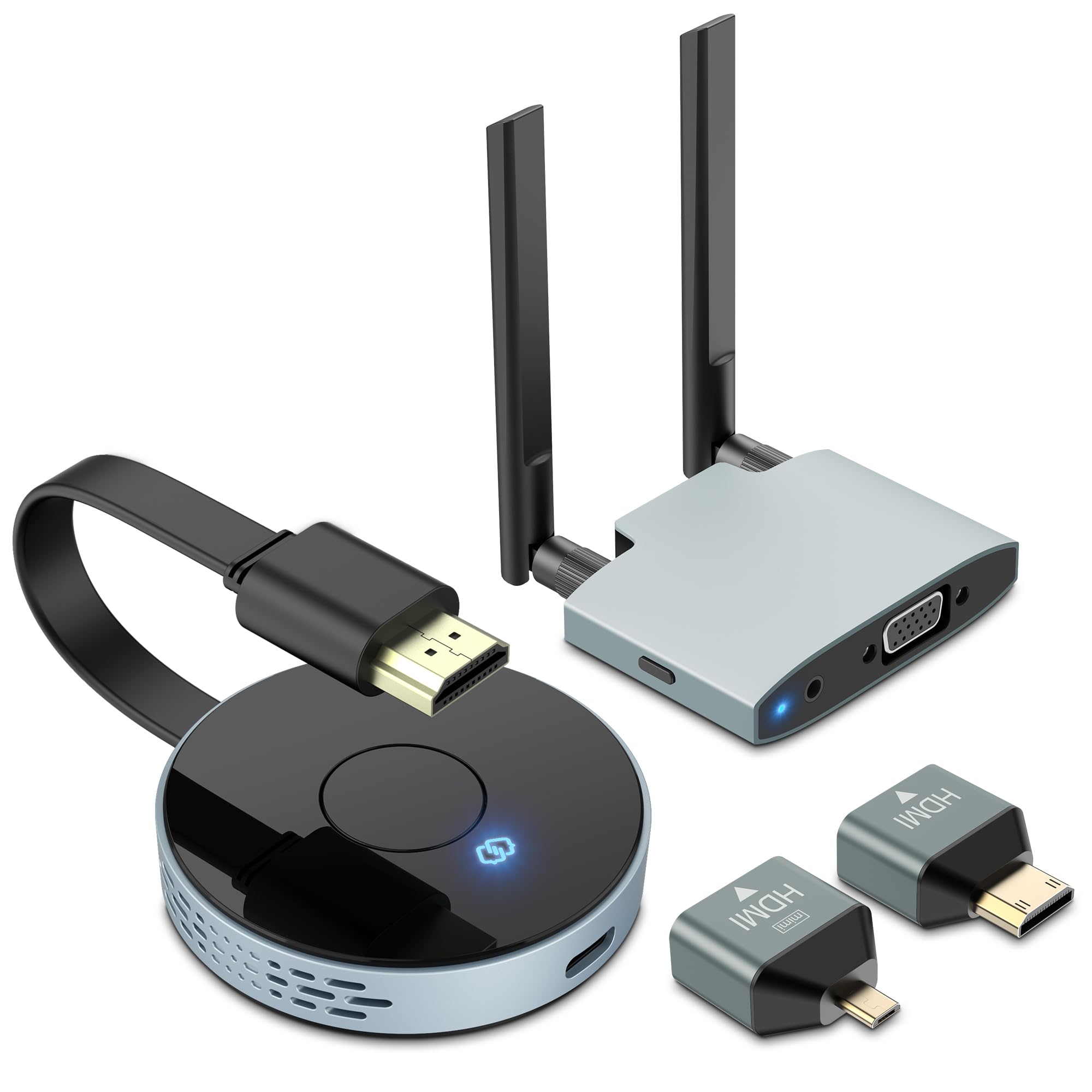 VJZFA Wireless HDMI Transmitter and Receiver Kit - Plug & Play 4K Streaming for Laptop, PC, TV Box & Projector | Dual Band 2.4/5GHz for Smooth Video/Audio Transmission | Perfect for Home Theater, Office Presentations & Gaming Setups