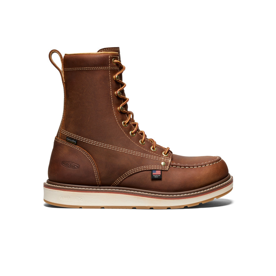 Men's Liberty 8 Waterproof Soft Toe Work Boots - Leather Brown/Gum Sole | Durable & Comfortable for Construction, Hiking & Outdoor Activities