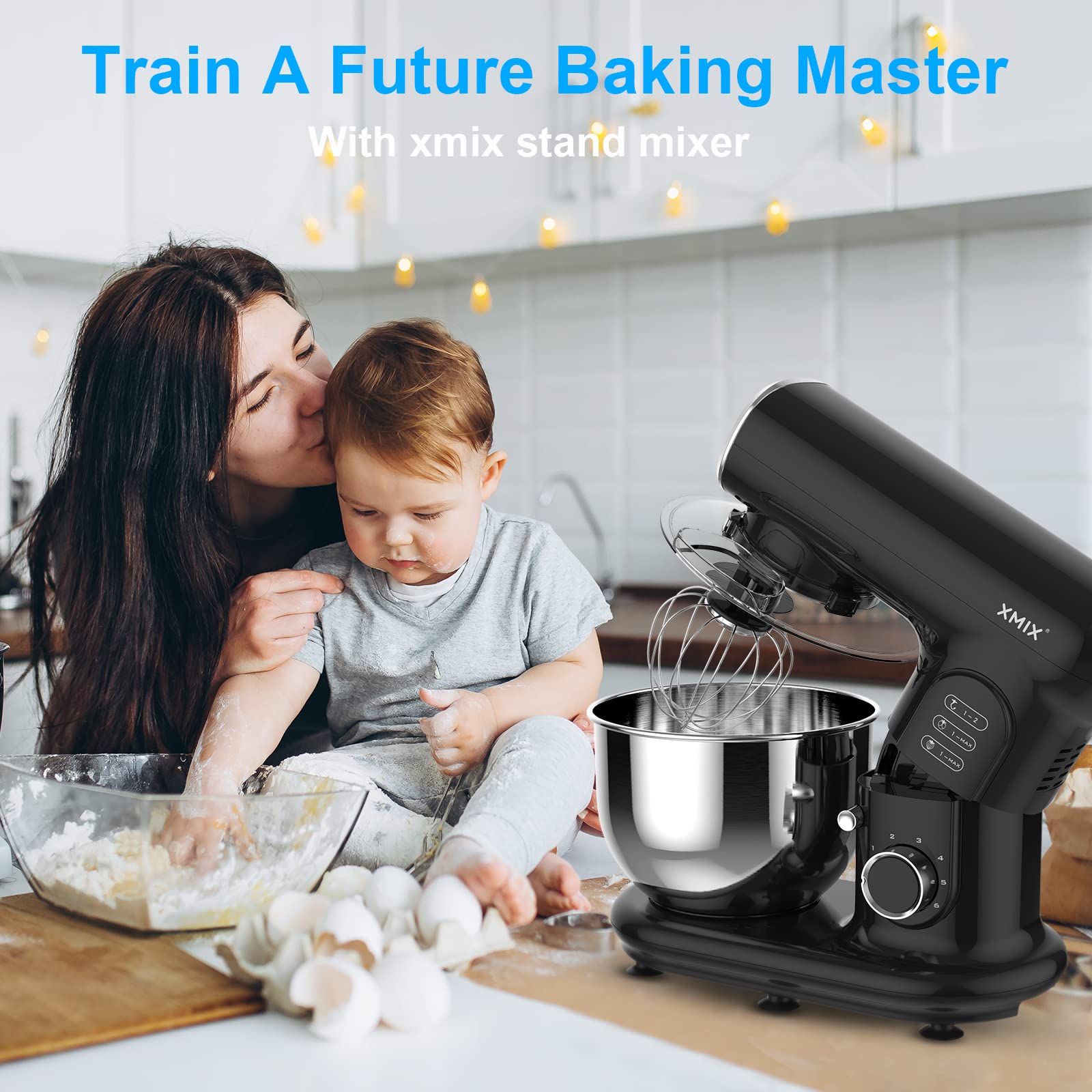 Premium Stand Mixer - 5-Qt. 7-Speed Tilt-Head Electric Mixer with Stainless Steel Bowl - Perfect for Baking Cakes, Cookies, Bread & More - Ideal for Home Bakers & Professional Kitchens