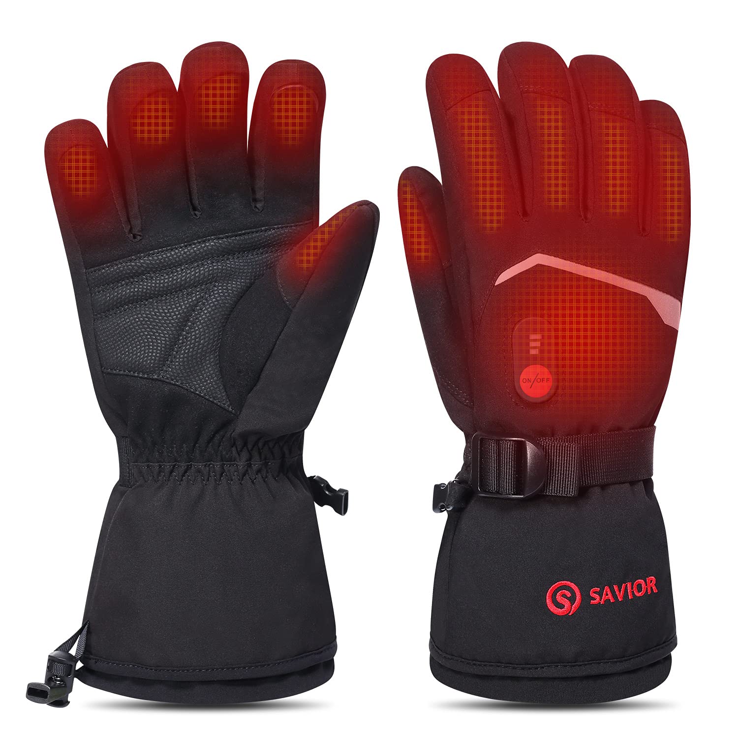 SAVIOR HEAT Rechargeable Battery Heated Gloves for Men & Women - 3 Adjustable Heating Levels, Waterproof & Touchscreen Compatible - Perfect for Skiing, Snowboarding, Winter Sports & Outdoor Activities