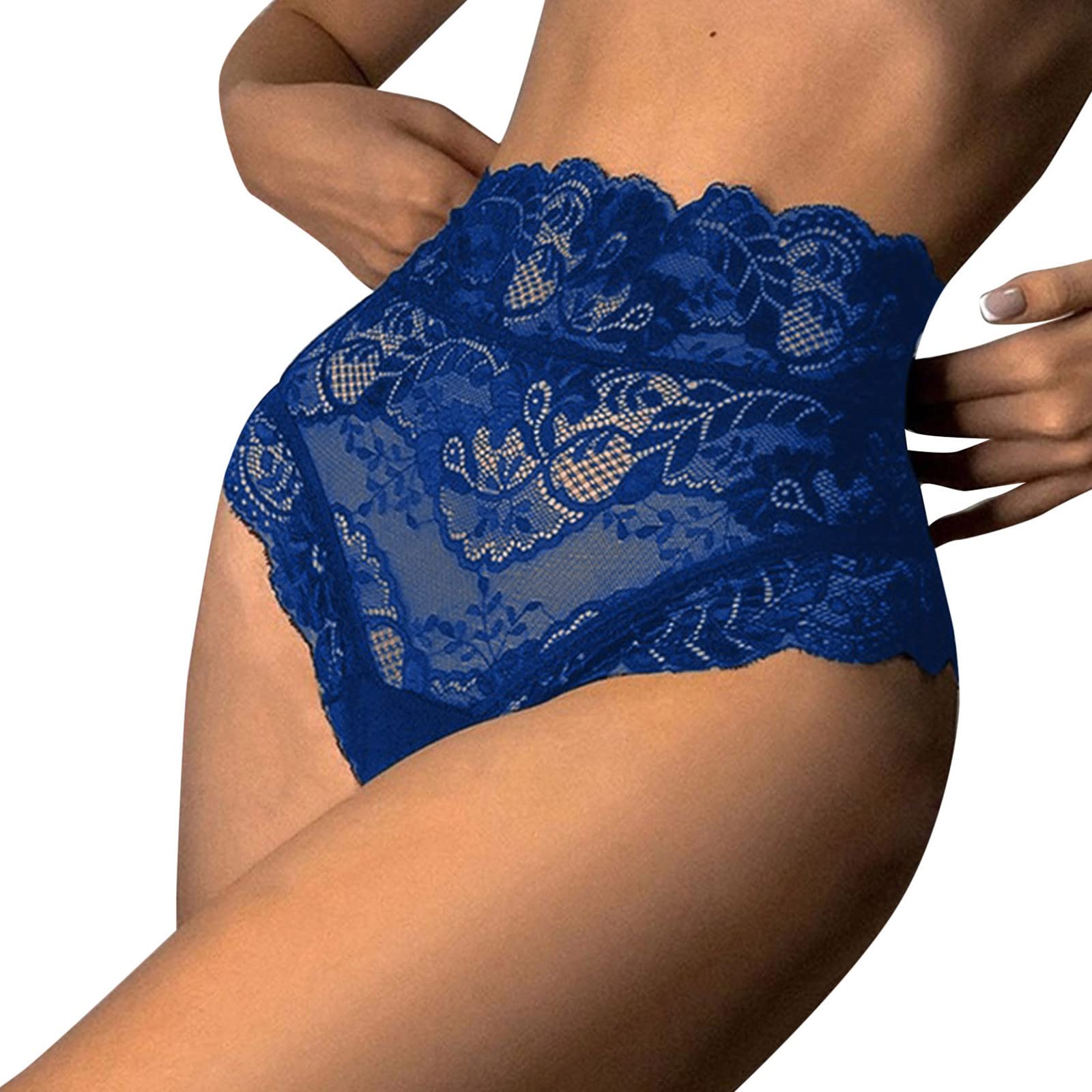Sexy Floral Lace Mesh High Waist Panties for Women - Hollow Out Cotton Bikini Underwear Briefs - Perfect for Date Night, Lingerie Gift & Everyday Comfort